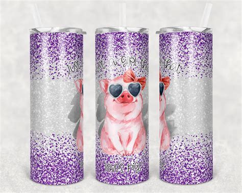 Oz Skinny Tumbler Sublimation Glitter Just A Girl Who Loves Etsy