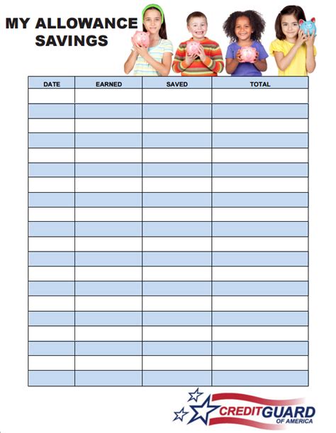 If you never have cash in your wallet, but you still want to reward kids for. Allowance Chart for Kids: Free Download