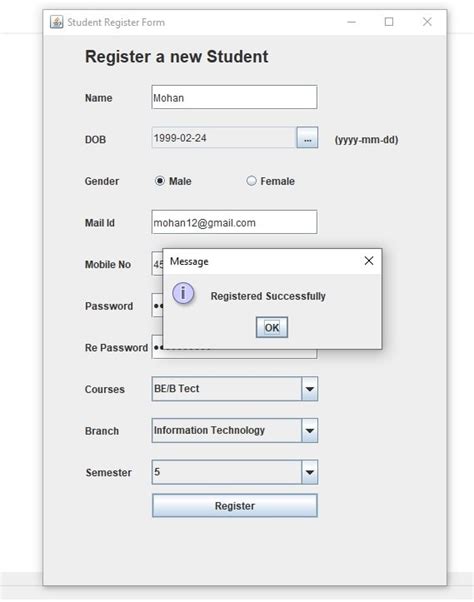 Java Swing Simple User Registration Form Mobile Legends