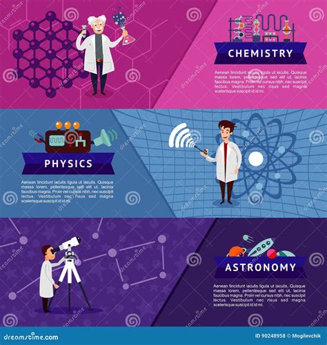 Colorful Science Horizontal Banners Stock Vector Illustration Of