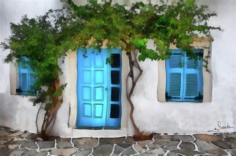 Greek Village House 27 Painting By George Rossidis Pixels