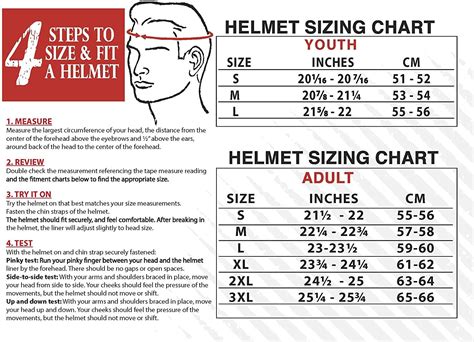 Motorcycle Helmet Measurement Chart