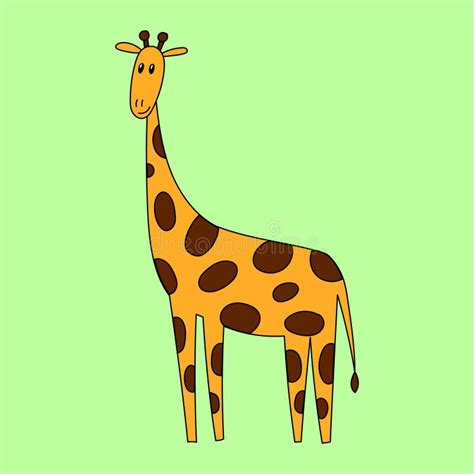 Cute Giraffe Hand Drawn Flat Vector Doodle Stock Vector