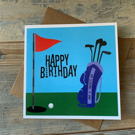 Birthday Card Golf Theme Golf Clubs Golf Ball Putting Green Happy Birthday Ships Worldwide