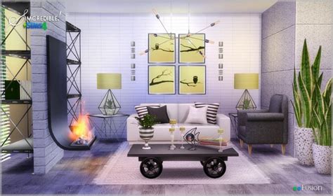 Fusion Industrial Livingroom At Simcredible Designs 4 Sims 4 Updates