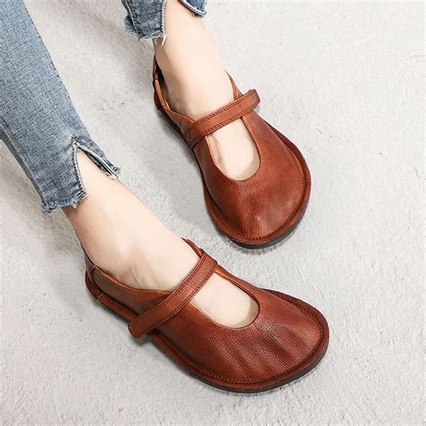 Buy Women Leather Flats Soft Bottom Mary Jane Shoes