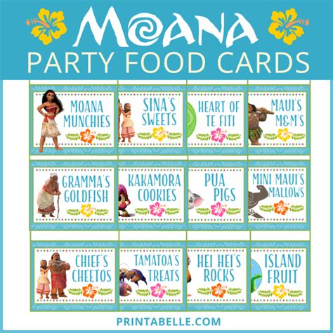 Moana Printable Party Food Cards Free Printable Snack Bar Sign