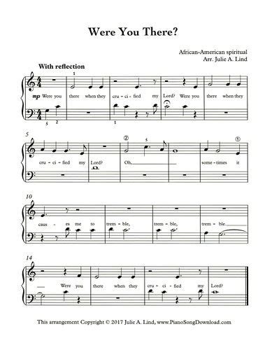 Most popular piano sheet music. Were you there, free easy PDF piano sheet music for Lent ...