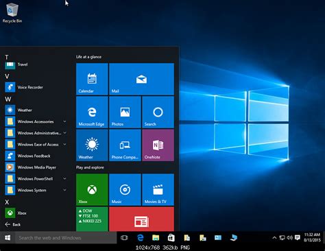 Windows 10 Default Start Menu Tiles