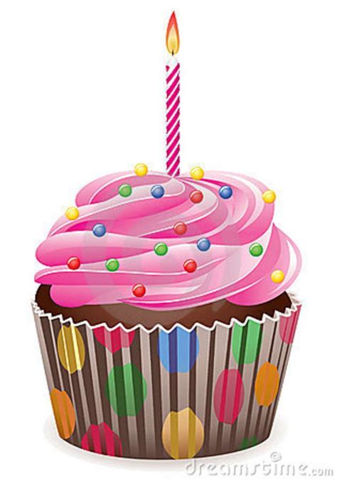 Cupcake With Burning Candle Birthday Cupcakes Cupcake Clipart Happy