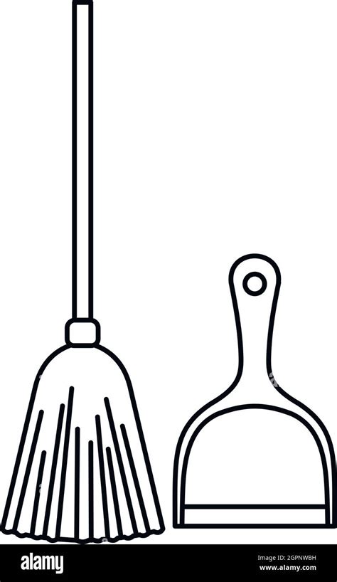 Broom And Dustpan Icon Outline Style Stock Vector Image And Art Alamy