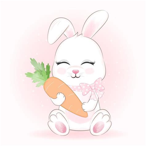 Cute Little Rabbit And Carrot Cartoon Animal Illustration 2075664