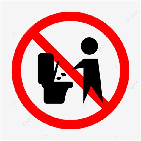 Ikon Dilarang Membuang Sampah Ke Dalam Kloset Do Not Flush Toilet