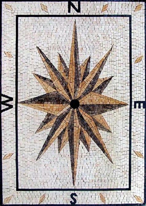 Alumina Compass Mosaic Artwork Compass Mozaico