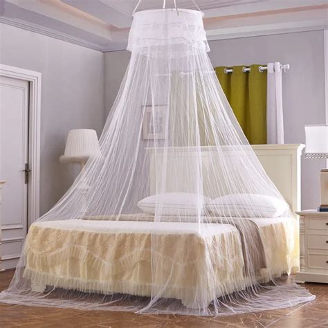 White Lace Round Mosquito Net Pink Princess Students Insect Bed Canopy