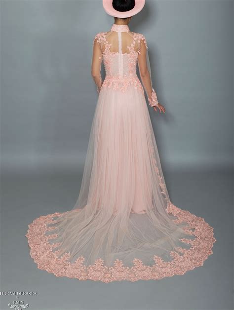 Blush Pink Bridal Ao Dai Vietnamese Bridal Dress With Embellishment