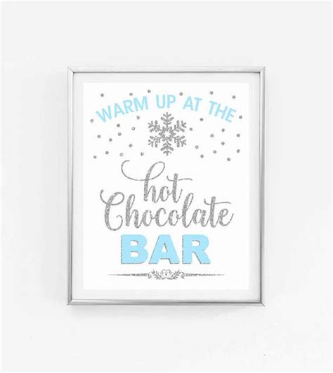 Hot Chocolate Bar Sign Printable Blue And Silver Winter Winter