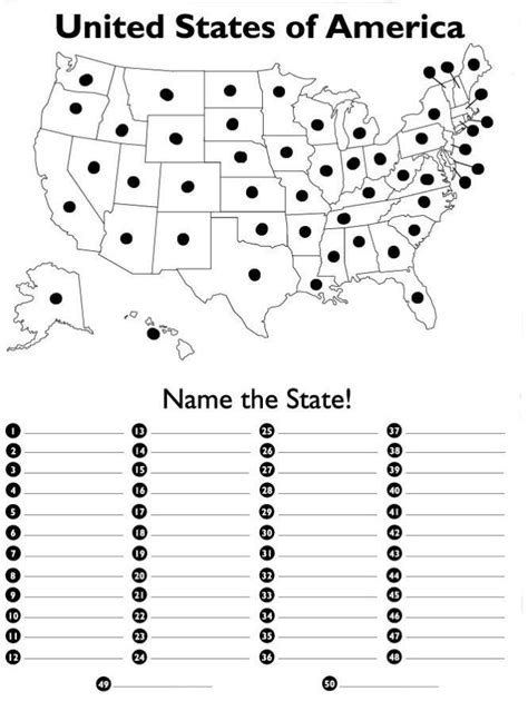 Free Printable States And Capitals Quiz