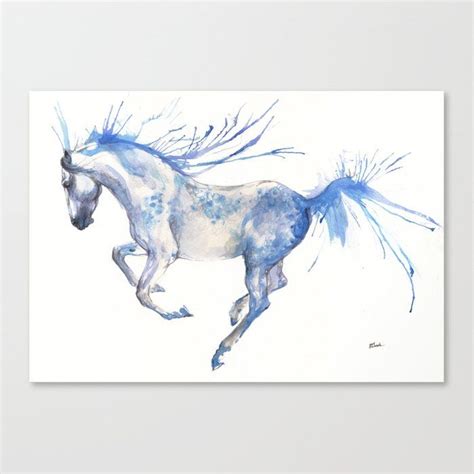 Running Horse Watercolour Art Canvas Print By Tarantella Medium