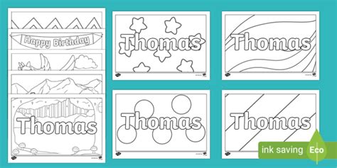Free Thomas Name Simple Colouring Activity Sheets
