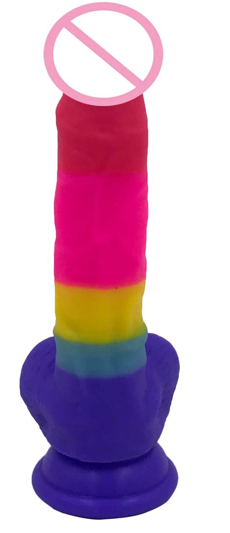 8inch liquid silicone multi color huge rainbow dildos with strong suction cup buy huge dildos