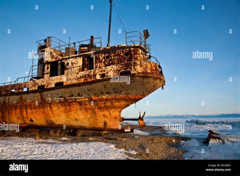 Ship Wreck Lake Baikal Siberia Russia Stock Photo Alamy