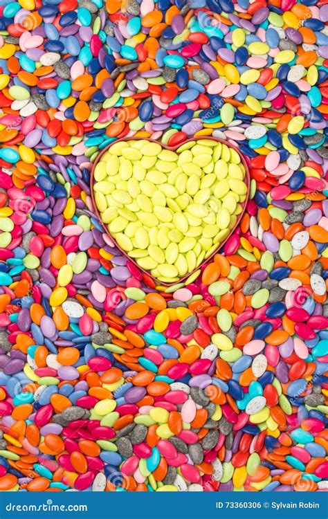 Colorful And Yellow Hearts Background Sweetheart Candy Valentines Day