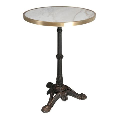 French Bistro Table With A Marble Top And Brass Edging Marble Bistro