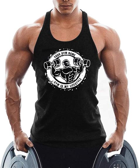 Clzgym Mens Gym Tank Tops Muscle Cut Stringer Bodybuilding Workout Sleeveless T Shirts Amazon