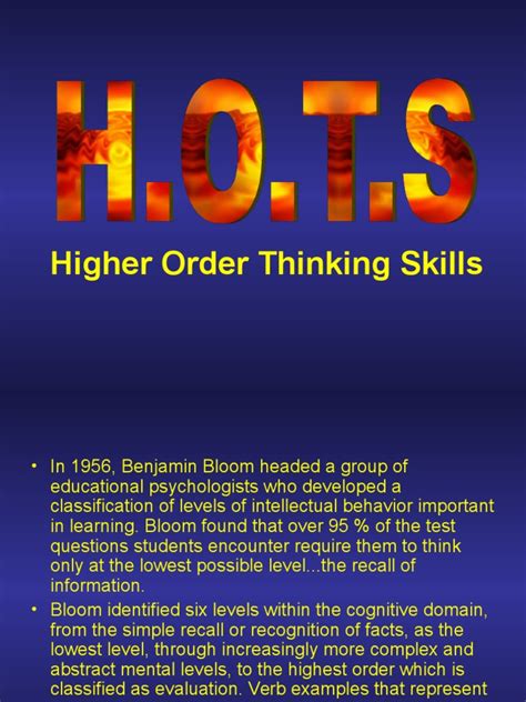 What are higher order thinking skills? Higher Order Thinking Skills.ppt