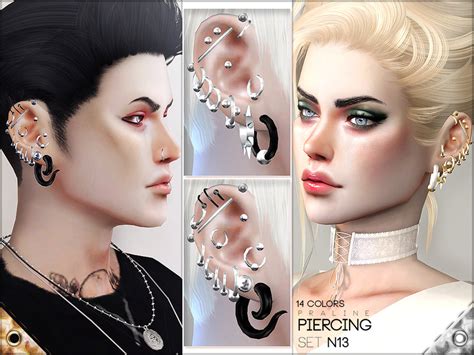 Sims 4 Ccs The Best Piercing Set N13 By Pralinesims