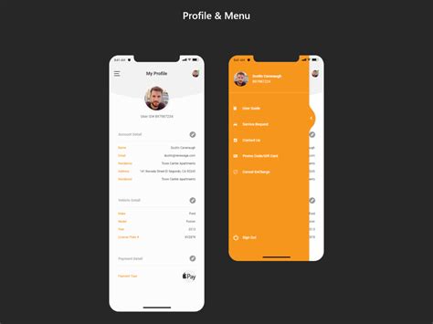 Profile And Menu App Screens By Designza On Dribbble