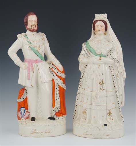 A Large Pair Of Staffordshire Figurines Of The Queen Of England And The