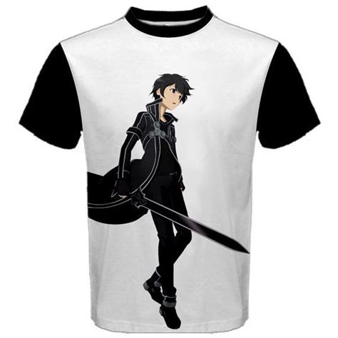 Sword Art Online Tshirt Anime Kirito Manga T Shirt Black White