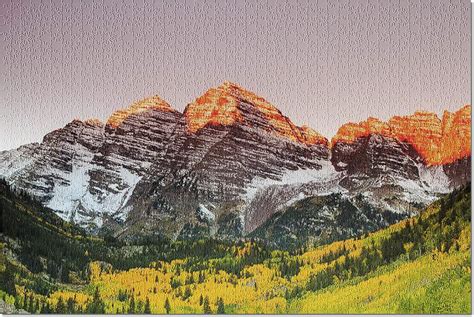 Maroon Bells Colorado First Light Hitting The Jagged