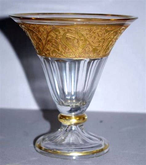 Gilded Moser Glass Vase With Acid Etching European Glass