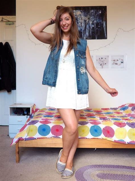 last days of summer outfit including white lace dress and denim jacket just muddling through