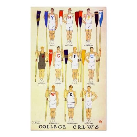 College Rowing Crews 1908 Print Rowing Crew Rowing College Poster
