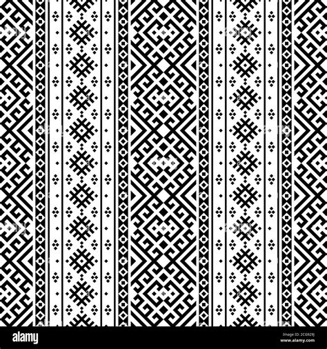 Seamless Ethnic Pattern Illustration Vector With Tribal Design In Black