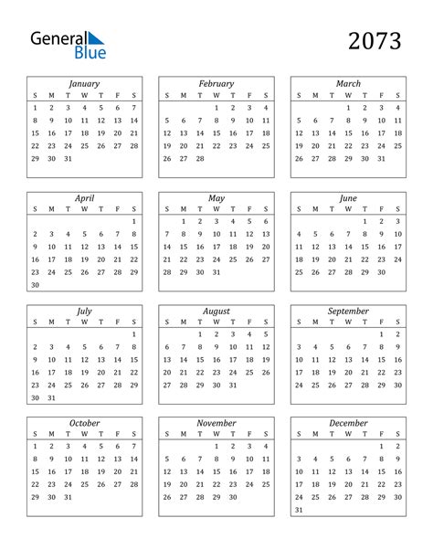 2073 Calendar Pdf Word Excel