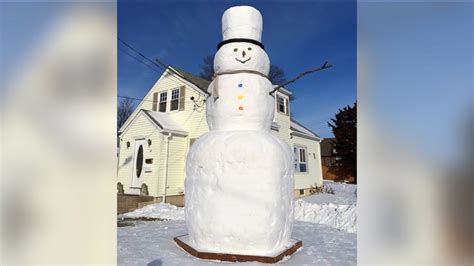 Rhode Island Man Makes Most Of Endless Snow By Building 16 Foot Snowman