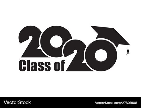 Class 2020 With Graduation Cap Flat Royalty Free Vector