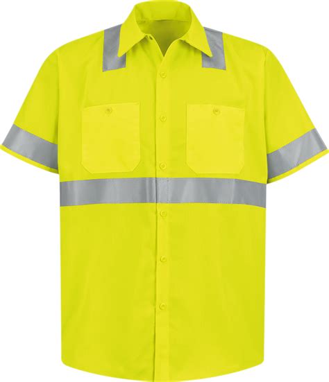 Mens Hi Visibility Short Sleeve Work Shirt Type R Class 2 Red Kap®
