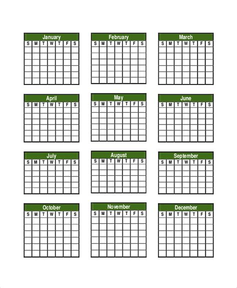 Free 14 Sample Printable Yearly Calendar Templates In Ms Word Pdf Images