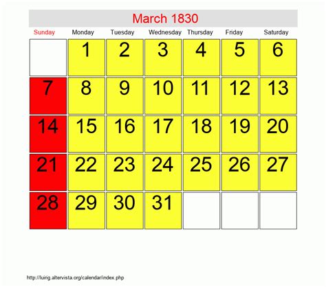 March 1830 Roman Catholic Saints Calendar