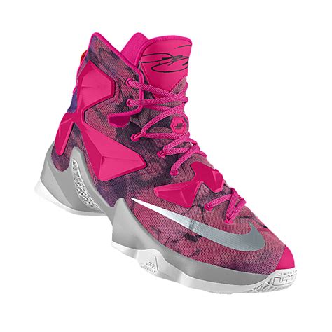 Grey Pink Womens Nike Lebron 13 Shoes