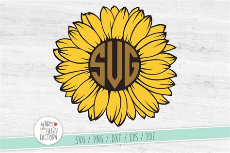 Sunflower Svg Cut File Sunflower Monogram Svg Flower Svg