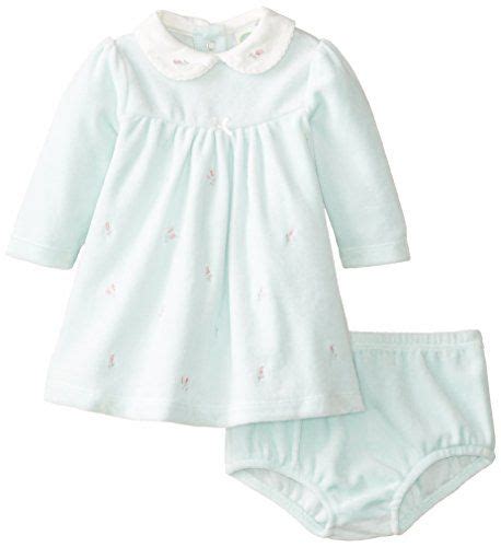 Little Me Baby Girls Newborn Rose Schiffli Velour Dress Aqua 3 Months