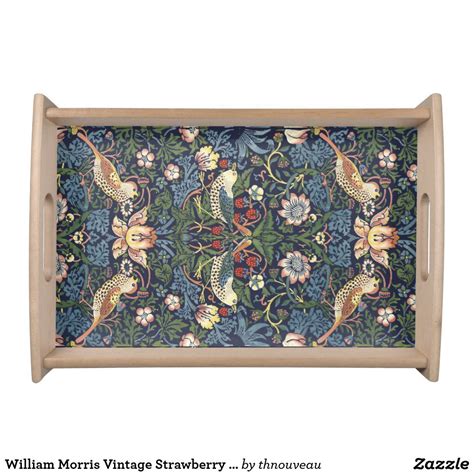 William Morris Vintage Strawberry Thief Pattern Serving Tray Zazzle