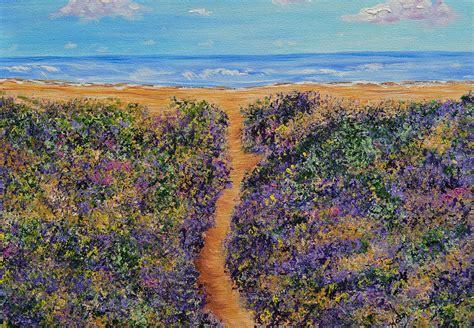 Lavender Beach Landscape Ocean Painting Painting By Kathy Symonds